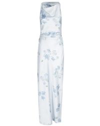 Vince - Kleedjes ,Blauw ,Polyester Petal Blur Satin Twist-Shoulder Jurk - Lyst