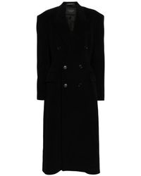 Balenciaga - Zwarte Cinched Cashmere Wol Jas - Lyst