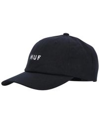 Huf - Accessoires ,Zwart ,Katoen Zwarte Gebogen Klep Pet 6 Panel - Lyst