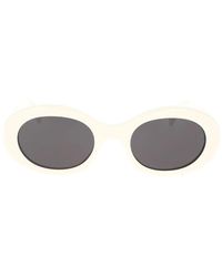 Celine - Ovale sonnenbrille mit elfenbeinfarbenem acetatrahmen und grauen organischen gläsern - Lyst