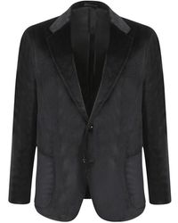 Lardini - Jassen ,Zwart ,Katoen Klassieke Zwarte Corduroy Jas - Lyst