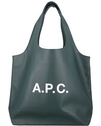 A.P.C. - Dunkelgrüne Tote Tasche Mit Großen Griffen - Lyst