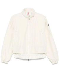 Moncler - Jassen ,Wit ,Nylon Twill Jas Met Nylon Details - Lyst
