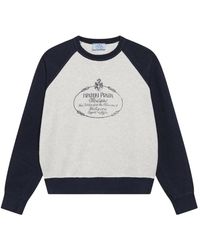 Prada - Hoodies & Sweatvesten ,Veelkleurig ,Katoen Katoenen Sweater Met Ronde Hals - Lyst
