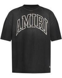 Amiri - Schwarzes baumwoll-t-shirt mit logo-patch - Lyst