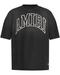 Amiri - Zwarte Katoenen T-Shirt Met Logo Patch - Lyst