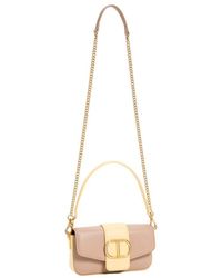 Twinset - Zweifarbige Lederschultertasche Mit Oval T-Logo - Lyst