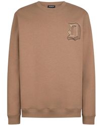Dondup - Hoodies & Sweatvesten ,Bruin ,Katoen Katoenen Sweatshirt Met Lange Mouwen En Geborduurd D-Logo - Lyst