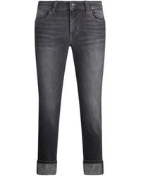 Liu Jo - Donkergrijze Jeans Met Logopatch - Lyst