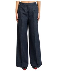 Manila Grace - Broeken ,Blauw ,Denim Wide-Leg Denim Broek - Lyst