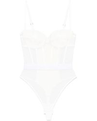 Elisabetta Franchi - Weißer bodysuit mit verstellbaren trägern - Lyst