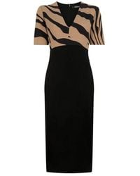 Roberto Cavalli - Tiger-print v-ausschnitt kleid mit bleistiftrock - Lyst