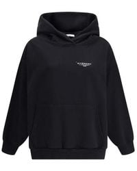 Givenchy - Zwarte Katoenen Hoodie Met Bedrukt Logo - Lyst
