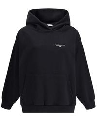 Givenchy - Zwarte Katoenen Hoodie Met Bedrukt Logo - Lyst