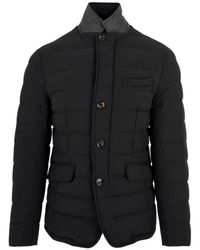 Moorer - Jassen ,Zwart ,Gewatteerd Knoopsluiting Jasje - Lyst