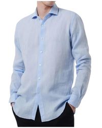 Xacus - Overhemden ,Blauw ,Linnen Linnen Overhemd Tailor Fit Knoopsluiting - Lyst