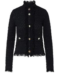 Liu Jo - Jassen ,Zwart ,Polyester Jas Met Rafeldetails - Lyst