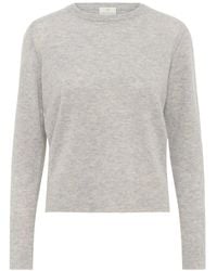 Kaffe - Truien & Vesten ,Grijs ,Leer Lizza Trui Met Ronde Hals - Lyst