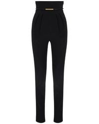 Elisabetta Franchi - Schwarze Leichte Crepe-Hose Mit Schmaler Passform - Lyst