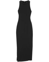Pinko - Kleedjes ,Zwart ,Zwarte Viscose Jurk Met Strass Detail - Lyst