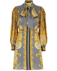 Versace - Zijden Jurk Met Dierenprint - Lyst