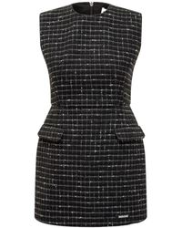MSGM - Kleedjes ,Zwart ,Tweed Mini-Jurk - Lyst