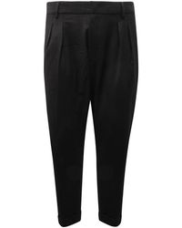 Dondup - Broeken ,Zwart ,Wol Wollen Broek Met Omgeslagen Zoom - Lyst
