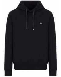 Armani - Hoodies & Sweatvesten ,Zwart ,Katoen Hoodie Met Logopatch - Lyst