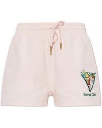 CASABLANCA - Korte Broeken ,Roze ,Katoen Shorts Met Geborduurd Logo - Lyst