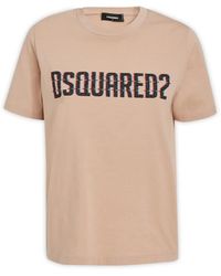 DSquared² - Tops ,Katoen T-Shirt Met Logo Print En Ronde Hals - Lyst