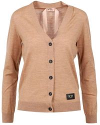 N°21 - Truien & Vesten ,Bruin ,Katoen Bruine V-Hals Katoenen Cardigan - Lyst