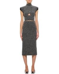 Sportmax - Graues Strick-Midi-Kleid Mit Cut-Out-Detail - Lyst