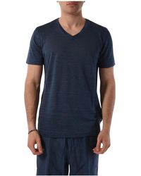120% Lino - V-ausschnitt casual t-shirt für männer - Lyst