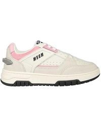 MSGM - Niedrige Ledersneaker Mit Runder Zehenkappe - Lyst