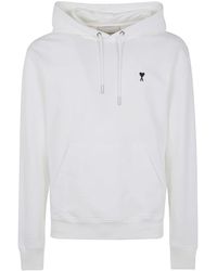 Ami Paris - Hoodies & Sweatvesten ,Wit ,Katoen Contrasted Ami De Coeur Hoodie - Lyst
