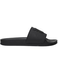 Palm Angels - Schwarze Baumwoll-Hausschuhe Sandalen Mit Logo - Lyst