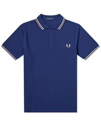 Fred Perry - Slim Fit Twin Specped Polo French Marine / Ecru / warmer Stein - Lyst