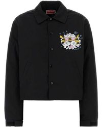 KENZO - Jassen ,Zwart ,Katoen Wild Tiger Cropped Coach Jacket - Lyst