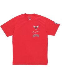 Nike - Fitness ,Rood ,Katoen Chicago Bulls Nba Tee - Lyst