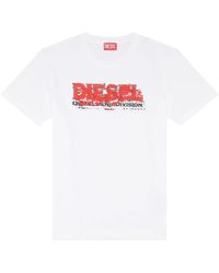 DIESEL - T-shirt mit verzerrtem logo,weiße t-shirts und polos - Lyst
