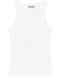 Ganni - Zachte Katoenen Rib Tanktop - Lyst