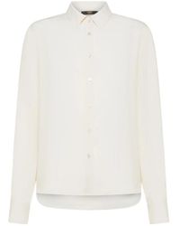 Seventy - Overhemden ,Wit ,Witte Crepe Zijden Overhemd - Lyst