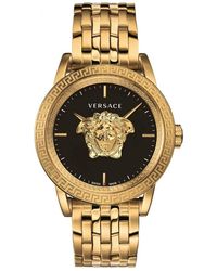 Versace - Gold stahl uhr schwarzes zifferblatt - Lyst