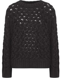 P.A.R.O.S.H. - P.A.R.O..H. ,Truien & Vesten ,Bruin ,Donkerbruine Sweater Met Treccia Detail - Lyst