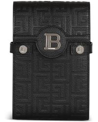 Balmain - Smartphone-Tasche B-Buzz 19 aus Monogramm-Canvas und Leder - Lyst