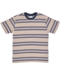 Element - Tops ,Bruin ,Katoen Gestreepte Crew Neck Tee Oxford Tan - Lyst