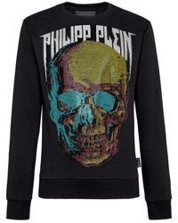 Philipp Plein - Ls skull schwarzer sweatshirt mit signature design - Lyst