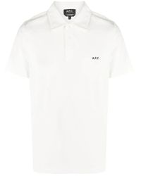 A.P.C. - Weiße polo t-shirts mit logo-stickerei - Lyst
