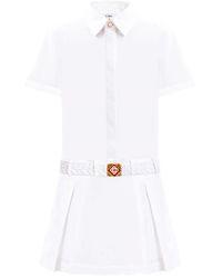 CASABLANCA - Weiße baumwoll-minikleid mit abnehmbarem gürtel - Lyst