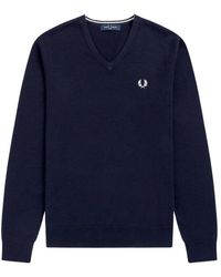Fred Perry - Authentic clic cic-neck jumper navy - Lyst